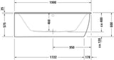 DURAVIT Badewanne Darling New 1900 x 900 mm Eck links mit 2 Rückenschrägen und Gestell