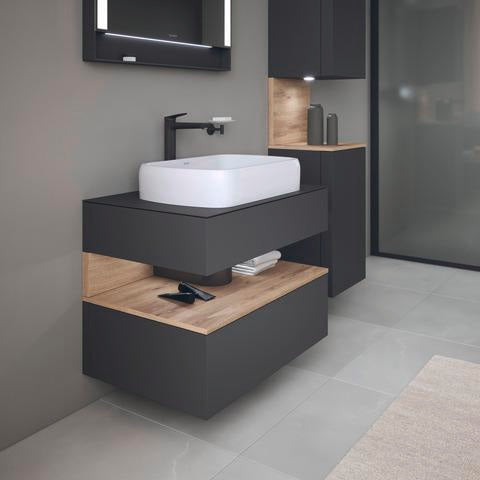 DURAVIT Qatego Hochschrank 400 mm, 2 Türen, weiß Hochglanz, Eiche Schw. Matt