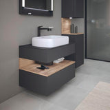 DURAVIT Qatego Hochschrank 400 mm, 2 Türen, weiß Hochglanz, Eiche Schw. Matt