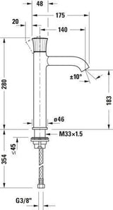 DURAVIT White Tulip Einhebel-Waschtischmischer L Chrom ohne Zugstange, 140 mm Ausladung