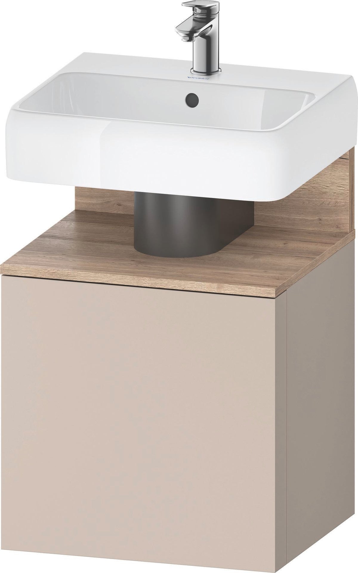 DURAVIT Qatego Waschtischunterbau 490 mm wandhängend, 1 Tür links, Weiß Matt mit Eiche Schwarz Nische