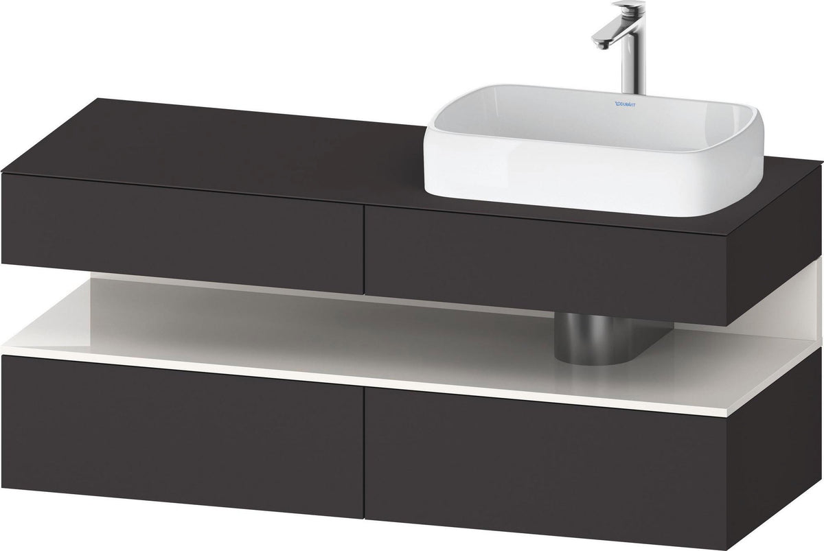 DURAVIT Qatego Konsolenwaschtischunterbau 1400 mm Weiß Matt Eiche Schwarz Matt wandhängend