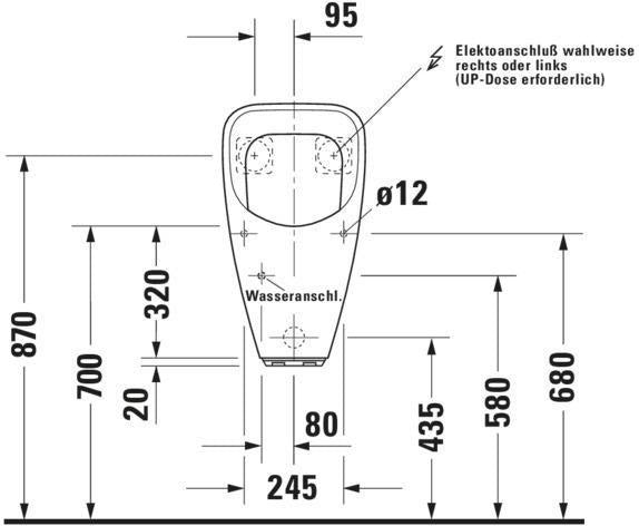 DURAVIT Design Classics Urinal Utronic – Elektronisches Urinal mit Netzanschluss, ohne Fliege, weiß