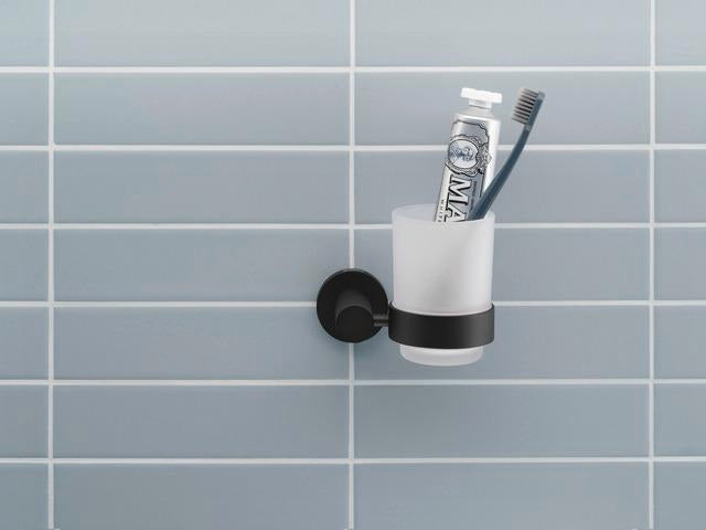 DURAVIT D-Code Glashalter Glas rechts Chrom – Wandmontage Zahnputzbecher mit Befestigungsmaterial