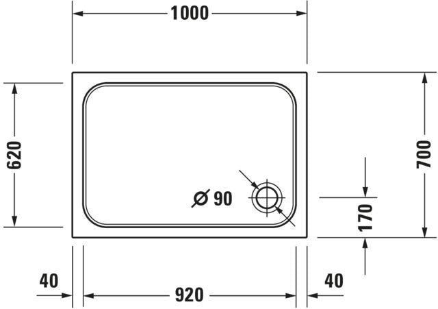 DURAVIT D-Code Duschwanne 1000x700 mm Rechteckig Weiß Sanitäracryl mit Antislip