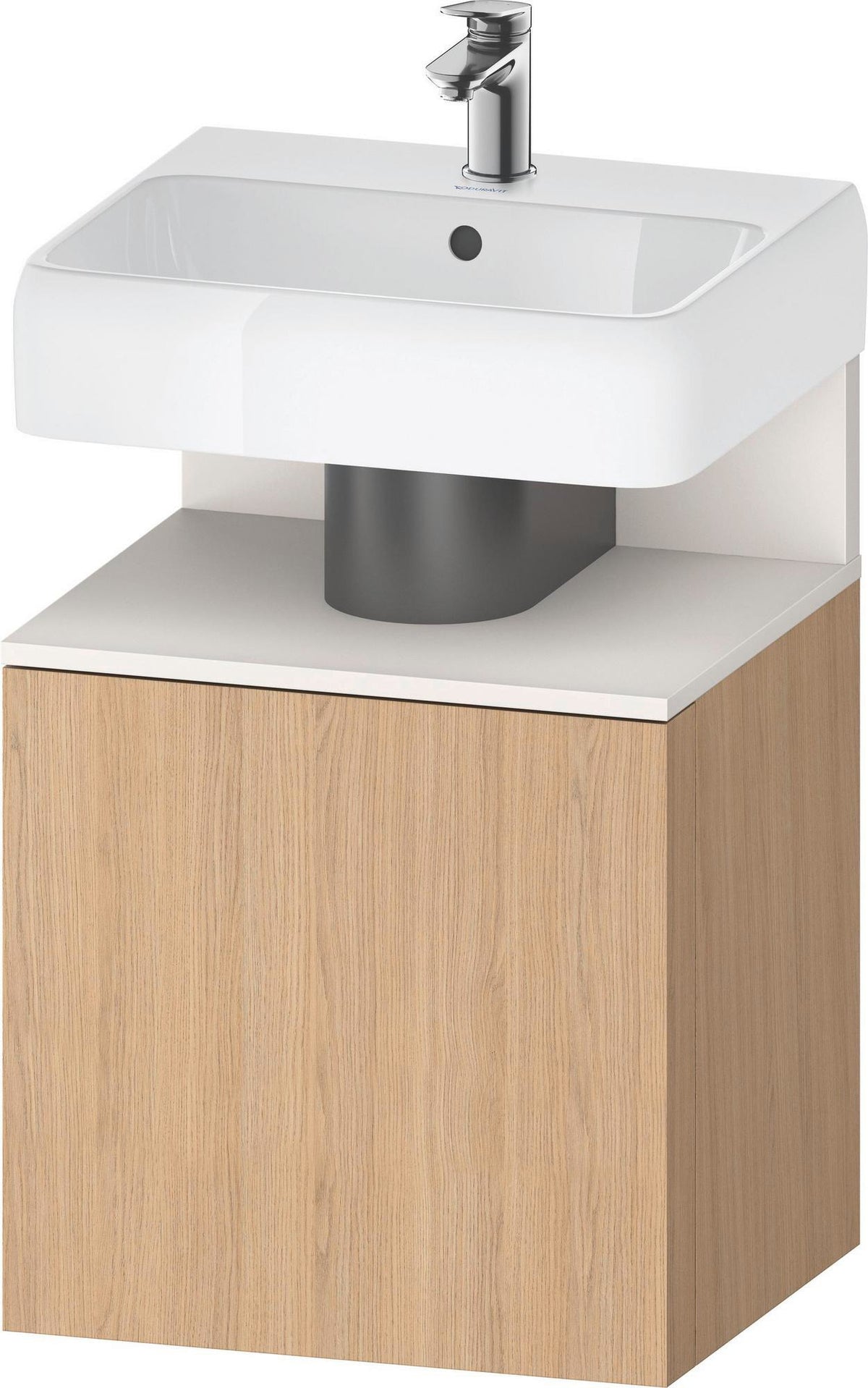 DURAVIT Qatego Waschtischunterbau 490 mm wandhängend, 1 Tür links, Weiß Matt mit Eiche Schwarz Nische