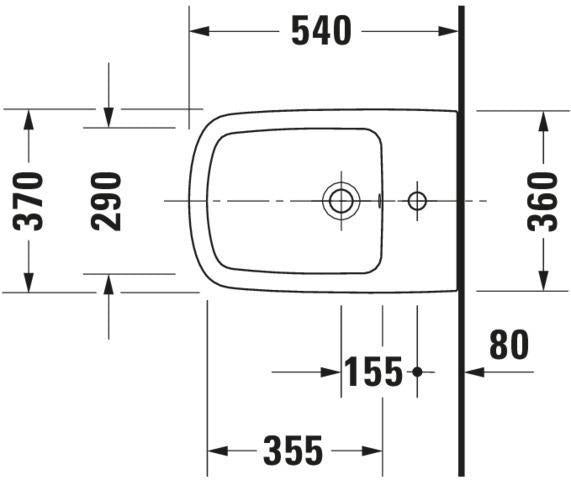 Duravit Wand-Bidet DuraStyle 540 mm mit Überlauf und Hahnlochbank, weiß