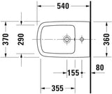 DURAVIT DuraStyle Wand-Bidet 540 mm mit Überlauf, 1 Hahnloch & WonderGliss in Weiß