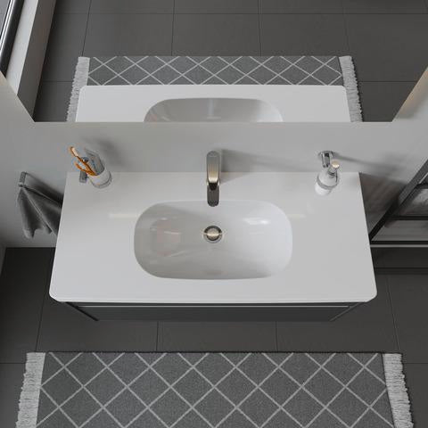 Duravit D-Code Möbelwaschtisch 1050 mm Weiß mit Überlauf und Hahnlochbank – Wandhängend