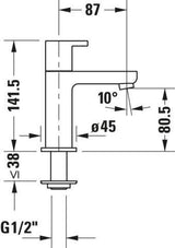 DURAVIT B.2 Standventil ohne Zugstange, Chrom – Hochwertige Armatur für 1 Hahnloch