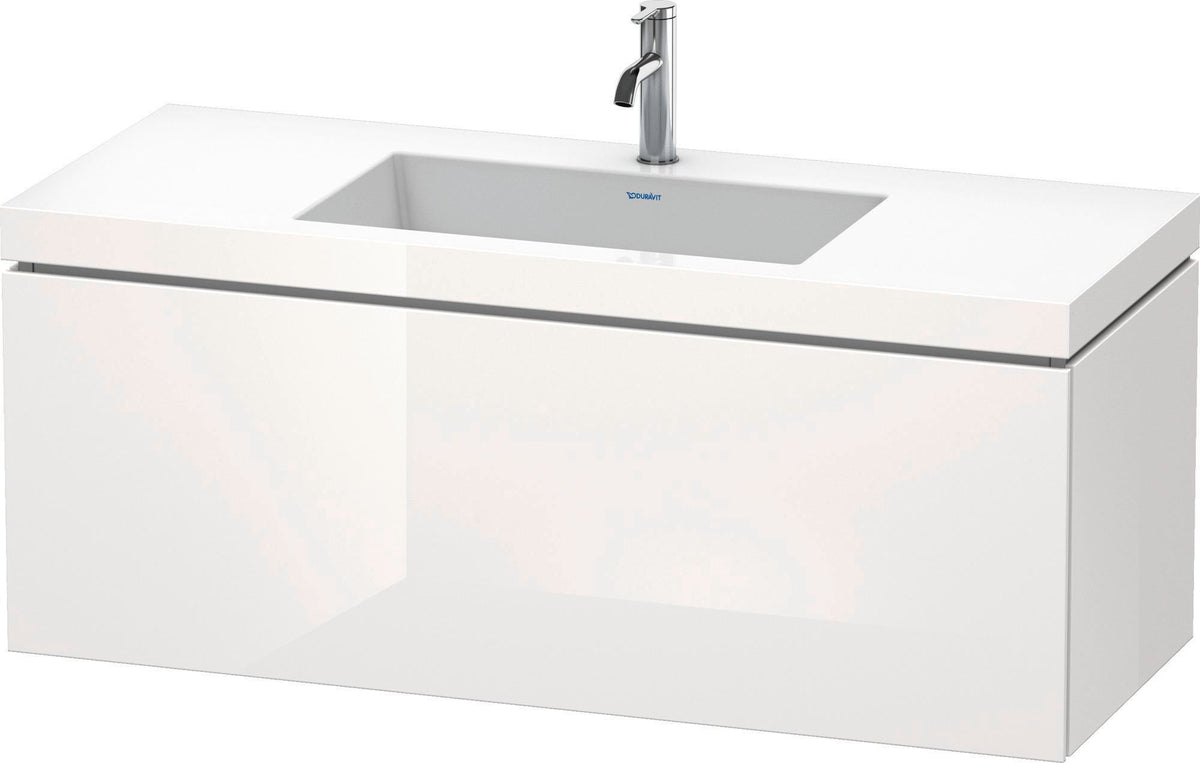DURAVIT L-Cube c-bonded Waschtischset 1200 mm mit Vero Air Waschtisch, 1 Auszug, Weiß Hochglanz – Wandmontage