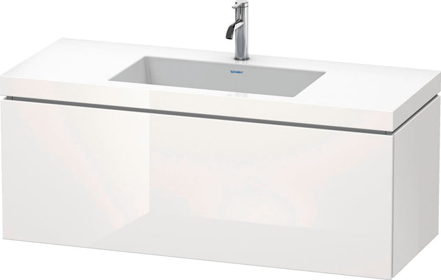 DURAVIT L-Cube c-bonded Waschtischset 1200 mm mit Vero Air Waschtisch, 1 Auszug, Weiß Hochglanz – Wandmontage