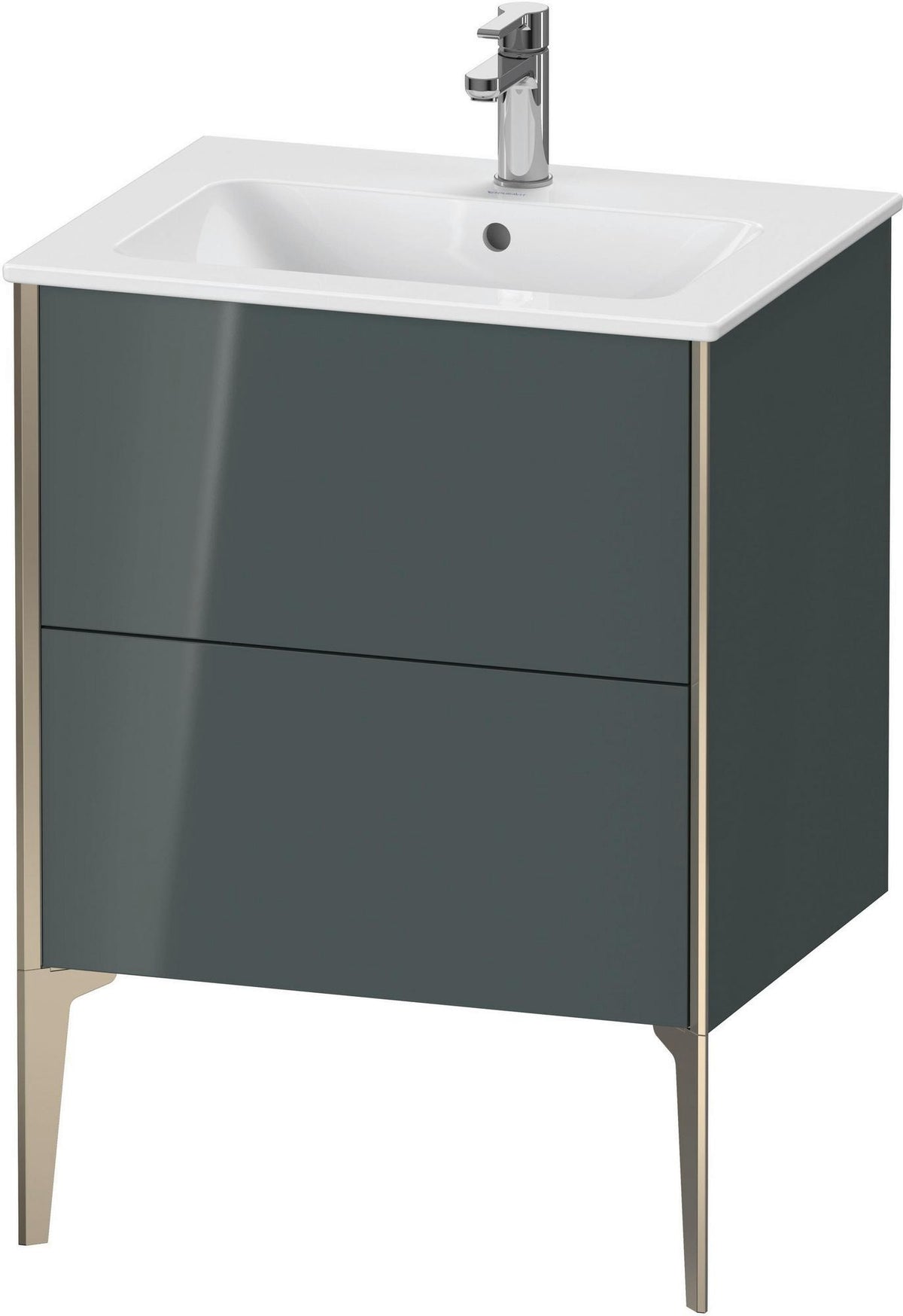 DURAVIT XViu Waschtischunterbau bodenstehend 610 mm, 2 Auszüge, weiß matt – Tip-On & Soft-Close