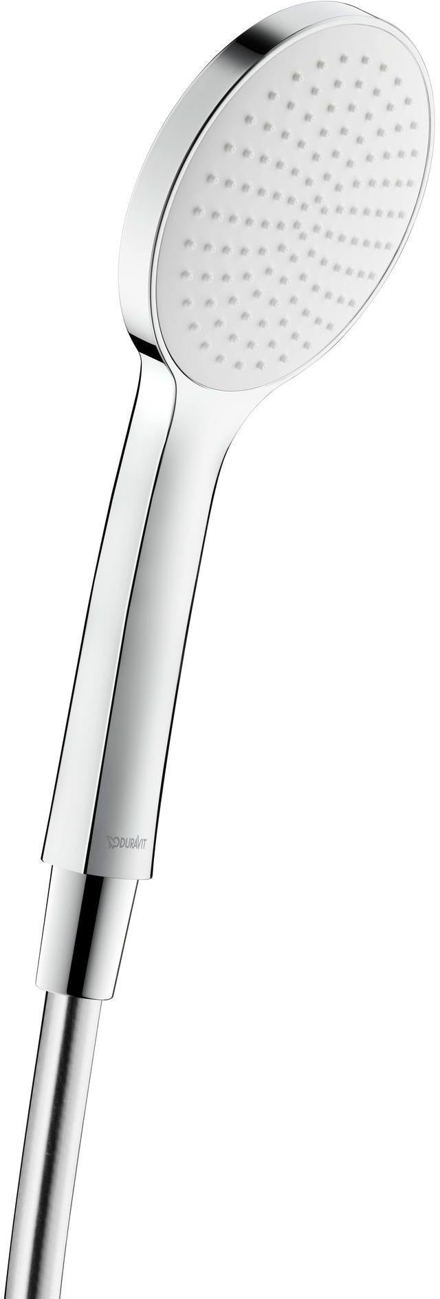 DURAVIT Handbrause 1-Jet D110 Rain Chrom Weiß – 110 mm Duschkopf mit Antikalksystem