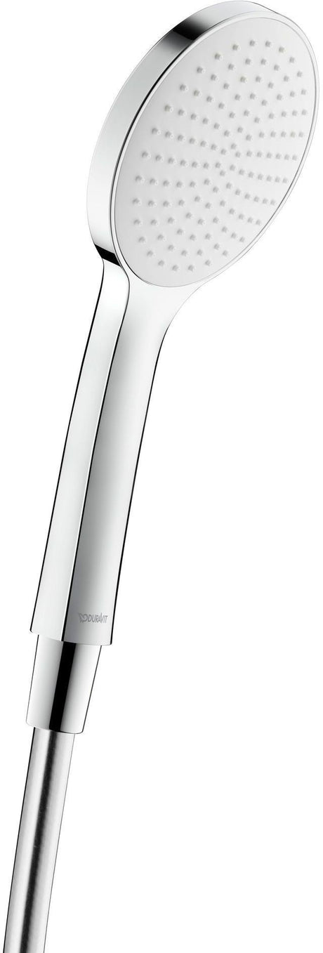 DURAVIT Handbrause 1-Jet D110 Rain Chrom Weiß – 110 mm Duschkopf mit Antikalksystem