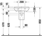 DURAVIT Handwaschbecken P3 Comforts 450 mm mit Überlauf & Hahnlochbank, weiß