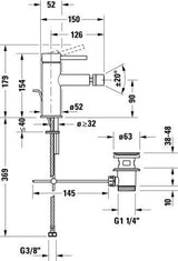 DURAVIT Circle Einhebel-Bidetmischer Chrom – Keramikmischsystem, 128 mm Ausladung