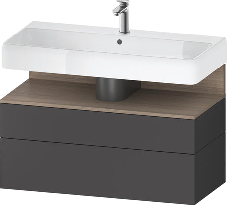 DURAVIT Qatego Waschtischunterbau 990 mm Eiche Terra Matt mit LED-Nischenbeleuchtung