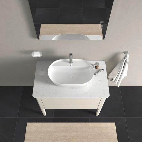Duravit Luv Waschtischunterbau bodenstehend 938 mm mit Schubkasten und Auszug in Weiß Seidenmatt