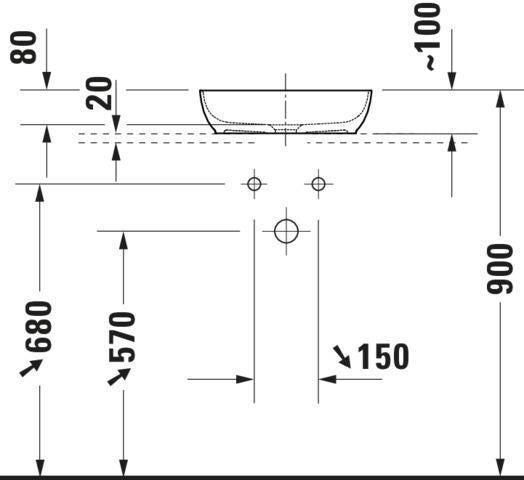 DURAVIT Sivida Waschtischset 880x500 mm mit Konsole, Aufsatzbecken Weiß, medizinische Ausführung
