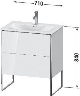 DURAVIT XSquare Waschtischunterbau 710 mm mit Auszug und Fußgestell – Weiß Matt