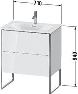 DURAVIT XSquare Waschtischunterbau 710 mm mit Auszug und Fußgestell – Weiß Matt