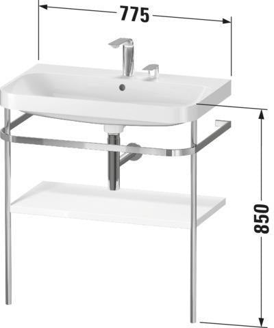 DURAVIT Happy D.2 c-shaped Waschtisch-Set 775 mm mit Metallkonsole, taupe seidenmatt