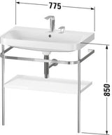DURAVIT Happy D.2 c-shaped Waschtisch-Set 775 mm mit Metallkonsole, taupe seidenmatt