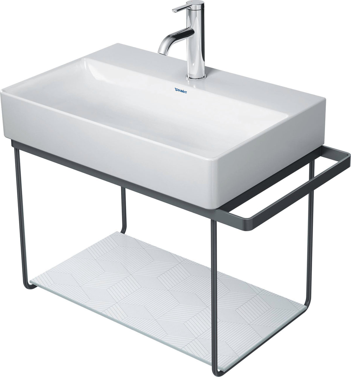 Duravit DuraSquare Metallkonsole 381x665x400 mm Chrom – Wandhängend für Waschtisch 235660, inkl. Befestigung