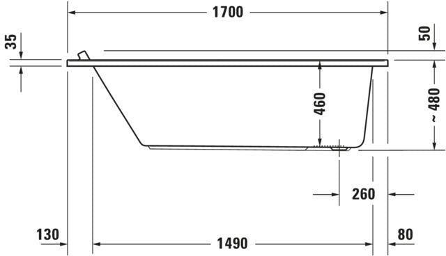 DURAVIT Starck Whirlwanne 1700x900 mm mit Air-System, 1 Rückenschräge, Weiß