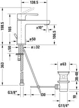 DURAVIT B.2 Einhebel-Waschtischmischer mit Zugstange, Chrom – 138,5 mm Ausladung