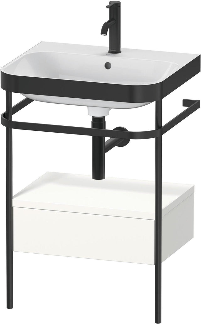Duravit Happy D.2 Waschtischset mit Metallkonsole, 1 Schubkasten, weiß seidenmatt, 575 mm
