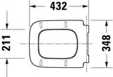 DURAVIT Univavo WC-Sitz eckig tief 438 mm mit Absenkautomatik, Duroplast, Edelstahl-Scharniere, Weiß