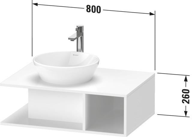 Duravit D-Neo Waschtischunterbau Eiche Terra 800 mm wandhängend mit offenem Fach rechts