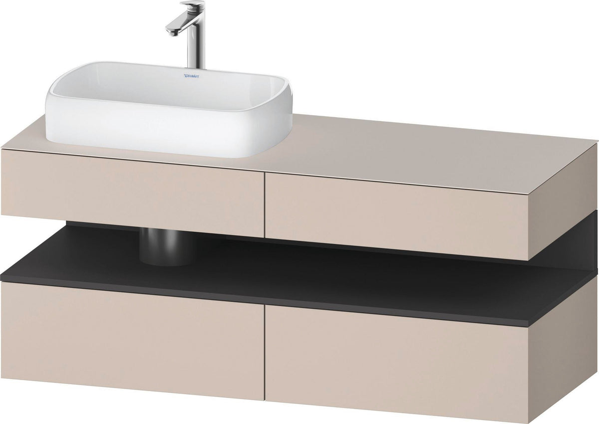 DURAVIT Qatego Studio F. A. Porsche Konsolenwaschtischunterbau 1400 mm Weiß Matt mit LED-Nischenbeleuchtung