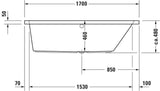 DURAVIT Vero Einbau-Badewanne 1700 x 750 mm, rechteckig, weiß, 1 Rückenschräge rechts