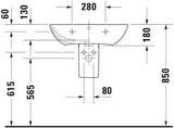 Duravit Waschtisch ME by Starck 650 mm Weiß Seidenmatt mit Überlauf und Hahnlochbank