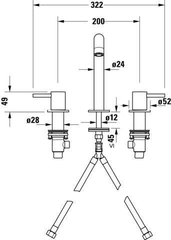 DURAVIT Circle 3-Loch Waschtischarmatur Keramikmischsystem Chrom Hochglanz