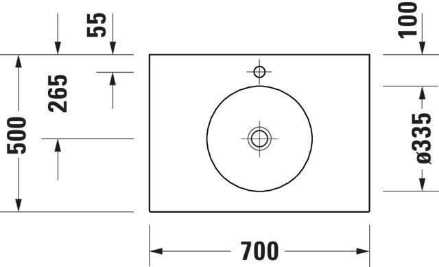 DURAVIT Cape Cod Möbelwaschtisch 700 mm Weiß, ohne Überlauf, mit 1 Hahnloch & Halbsäule