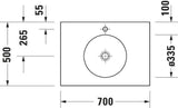 DURAVIT Cape Cod Möbelwaschtisch 700 mm Weiß, ohne Überlauf, mit 1 Hahnloch & Halbsäule
