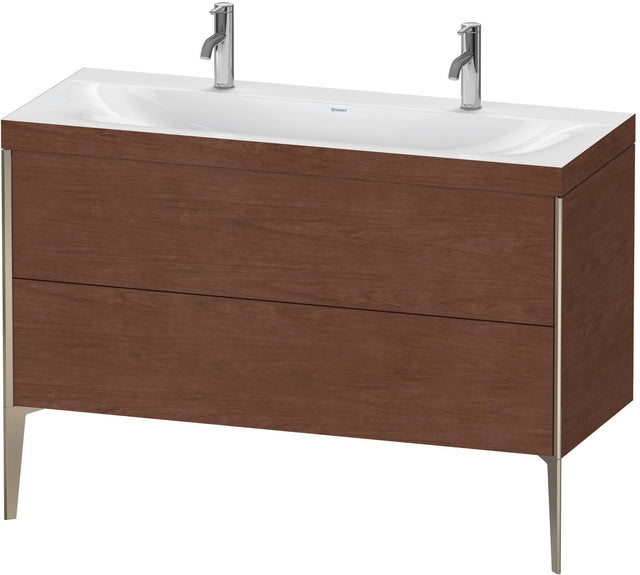 DURAVIT XViu c-bonded Waschtischunterbauset 1200 mm Nussbaum Champagner matt 2 Auszüge