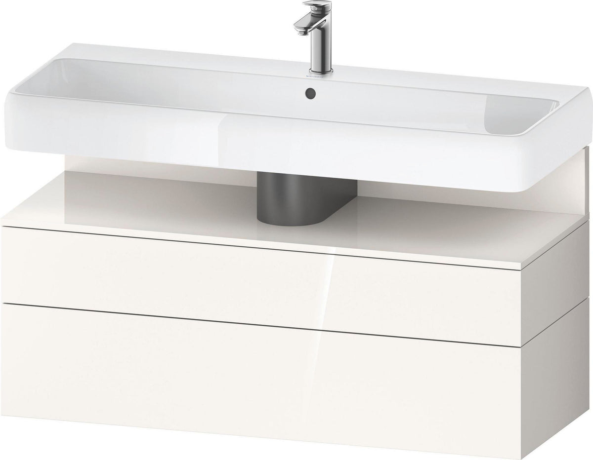 Duravit Qatego Waschtischunterbau 1190 mm – Weiß Matt mit Eiche Schwarz Nische, 1 Auszug, LED