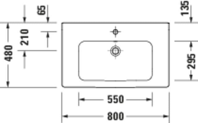 Duravit D-Code 2.0 Waschtisch 800mm mit Überlauf, 1 Hahnloch, Weiß – Wandhängend