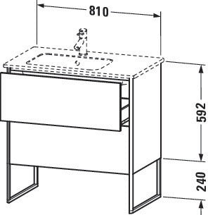 Duravit XSquare Waschtischunterbau 810x832x478mm mit 2 Auszügen, s-matt Eiche, integriertes Fußgestell