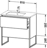 Duravit XSquare Waschtischunterbau 810x832x478mm mit 2 Auszügen, s-matt Eiche, integriertes Fußgestell