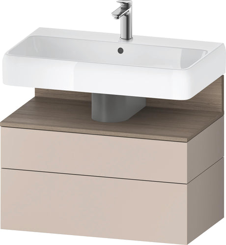 DURAVIT Qatego Waschtischunterbau 790 mm Eiche Terra Matt – wandhängend, 1 Auszug, Tip-On