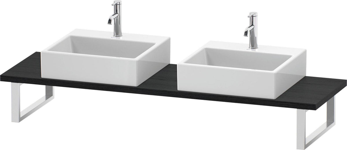 Duravit L-Cube Konsole variabel, 480 mm tief, weiß matt, mit 2 Waschschüssel-Aussparungen