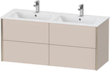 Duravit XViu Waschtischunterbau wandhängend 1280 mm, 4 Schubkästen, champagner matt/weiß matt