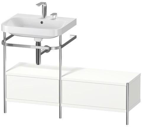 Duravit Happy D.2 Plus Waschtischset 1200 mm taupe supermatt – Einrichtungssystem Nussbaum rechts, bodenstehend, mit Hahnloch