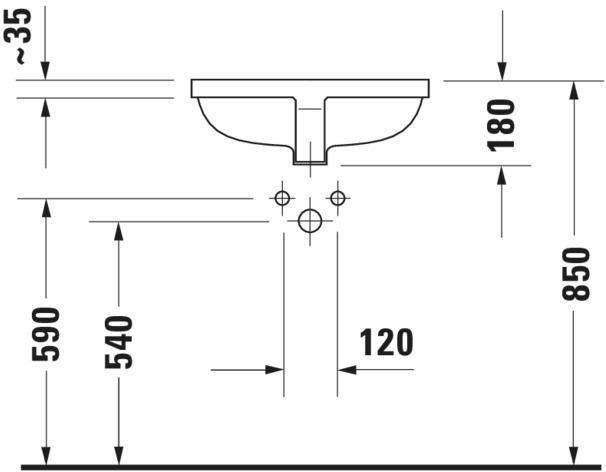 DURAVIT Einbauwaschtisch Starck 3 490 mm, mit Überlauf, WonderGliss, weiß